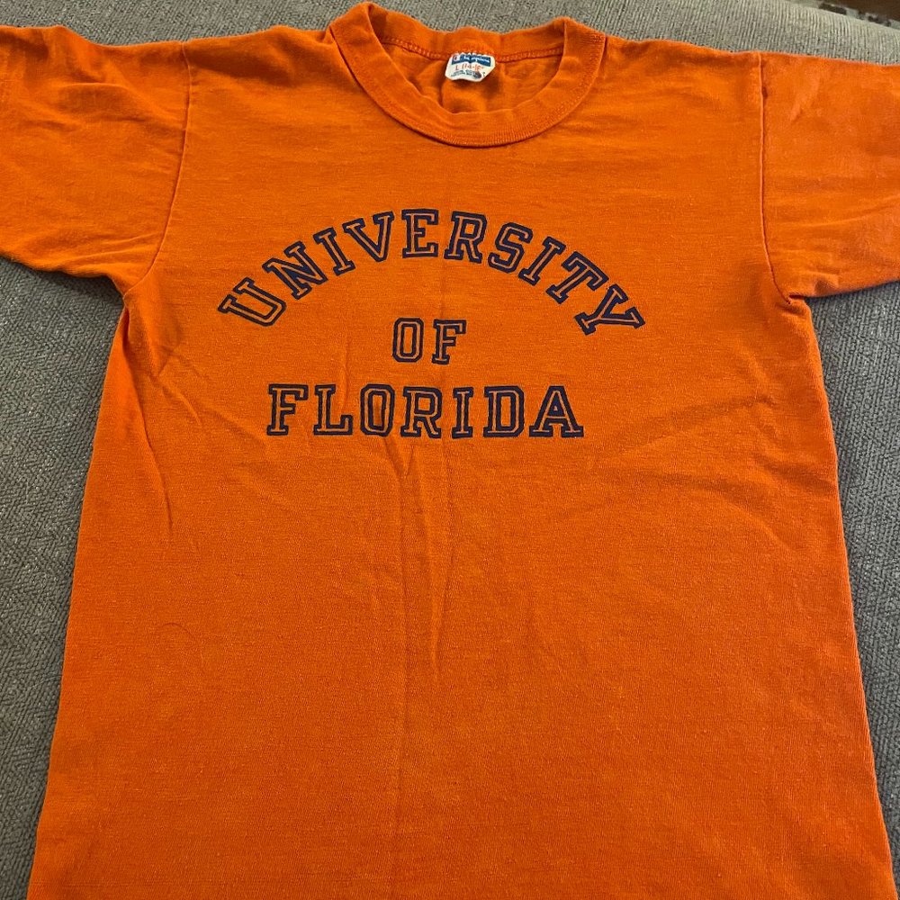 VINTAGE Orange/Blue FLORIDA Shirt YOUTH L / WOMENS XXS